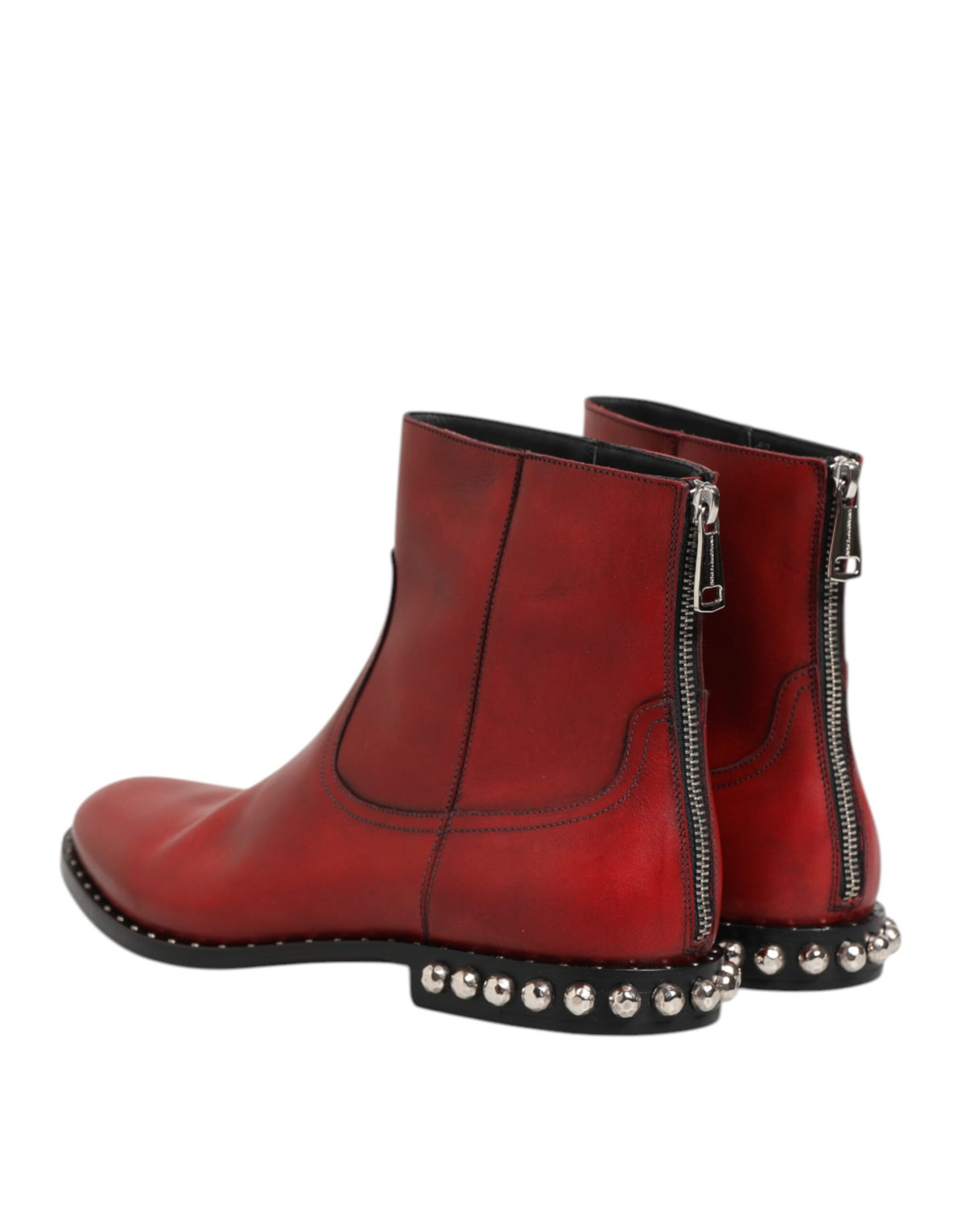 Dolce & Gabbana Men's Silk Viscose Calf & Goat Leather Ankle Chelsea Boots - Red