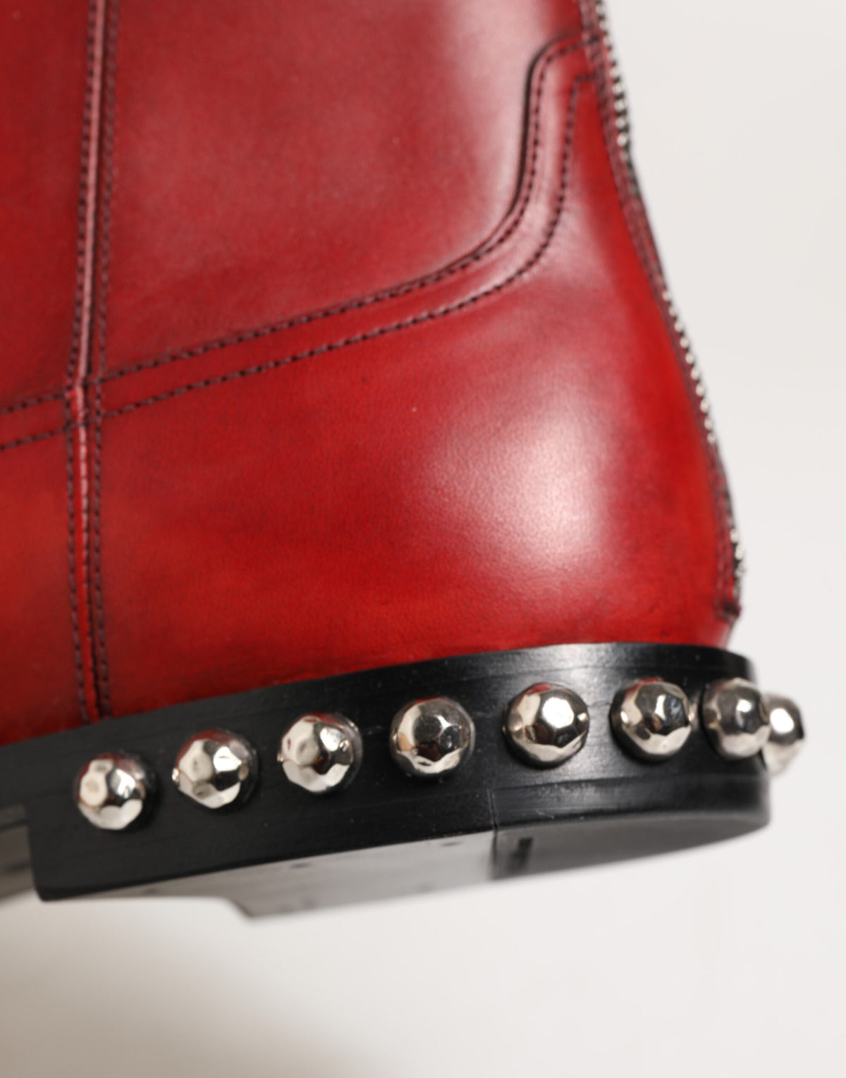 Dolce & Gabbana Men's Silk Viscose Calf & Goat Leather Ankle Chelsea Boots - Red