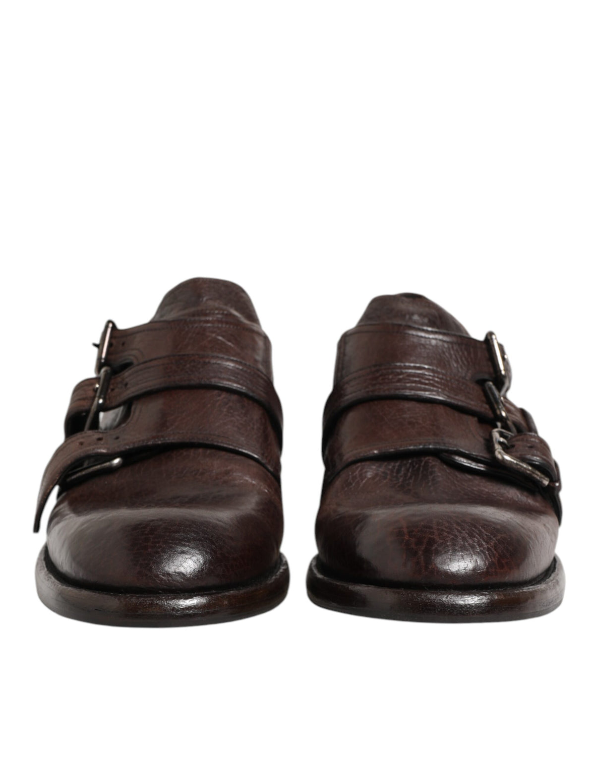 Dolce & Gabbana Men's Silk Viscose Calf Goat & Horse Leather Derby Monk-Strap Strap Shoes - Brown