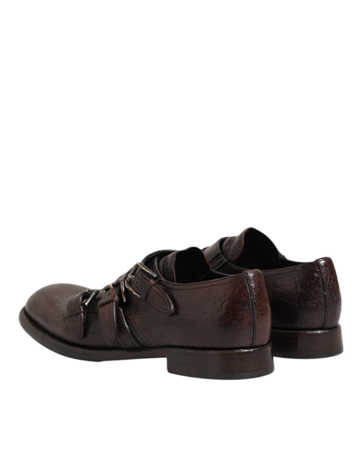 Dolce & Gabbana Men's Silk Viscose Calf Goat & Horse Leather Derby Monk-Strap Strap Shoes - Brown