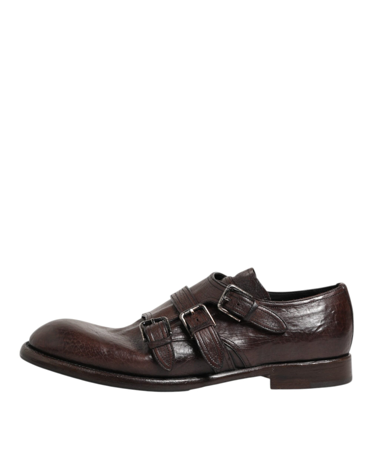Dolce & Gabbana Men's Silk Viscose Calf Goat & Horse Leather Derby Monk-Strap Strap Shoes - Brown