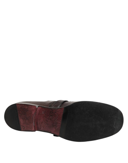 Dolce & Gabbana Men's Silk Viscose Calf Goat & Horse Leather Derby Monk-Strap Strap Shoes - Brown