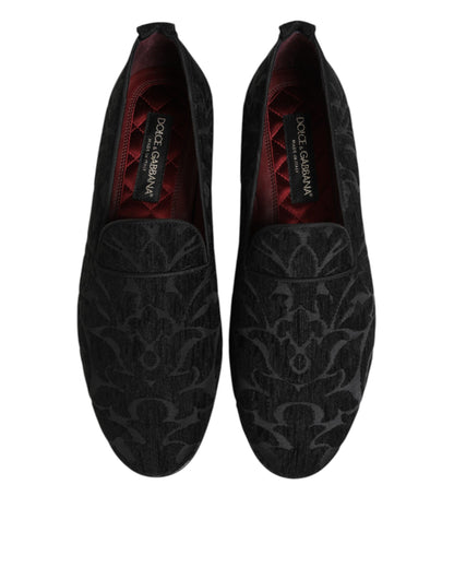 Dolce & Gabbana Men's Polyester Silk Calf & Goat Leather Loafer Slip-On Shoes - Black