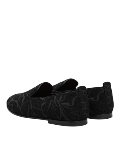 Dolce & Gabbana Men's Polyester Silk Calf & Goat Leather Loafer Slip-On Shoes - Black