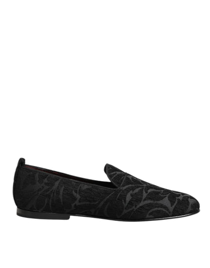 Dolce & Gabbana Men's Polyester Silk Calf & Goat Leather Loafer Slip-On Shoes - Black