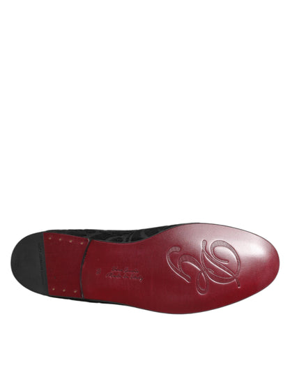 Dolce & Gabbana Men's Polyester Silk Calf & Goat Leather Loafer Slip-On Shoes - Black