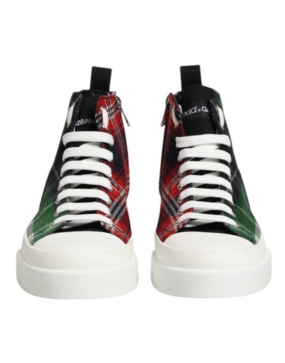 Dolce & Gabbana Men's High Top Virgin Wool Cotton Calf & Goat Leather Sneakers - Multicolor