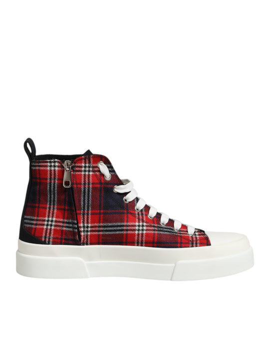 Dolce & Gabbana Men's High Top Virgin Wool Cotton Calf & Goat Leather Sneakers - Multicolor