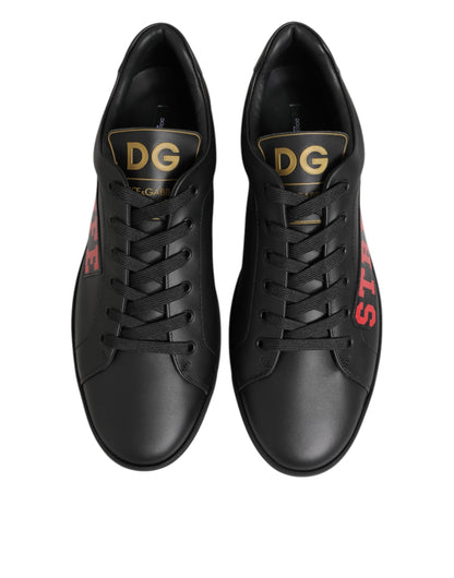 Dolce & Gabbana Men's Low Top Calf & Goat Leather Rubber Sneakers - Black