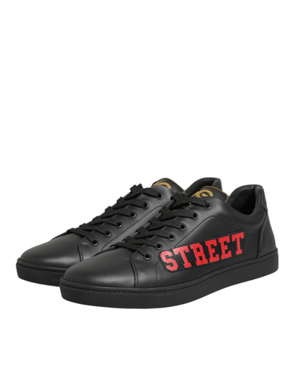 Dolce & Gabbana Men's Low Top Calf & Goat Leather Rubber Sneakers - Black