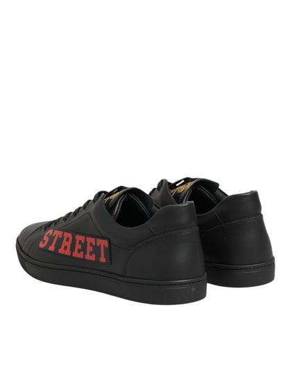Dolce & Gabbana Men's Low Top Calf & Goat Leather Rubber Sneakers - Black