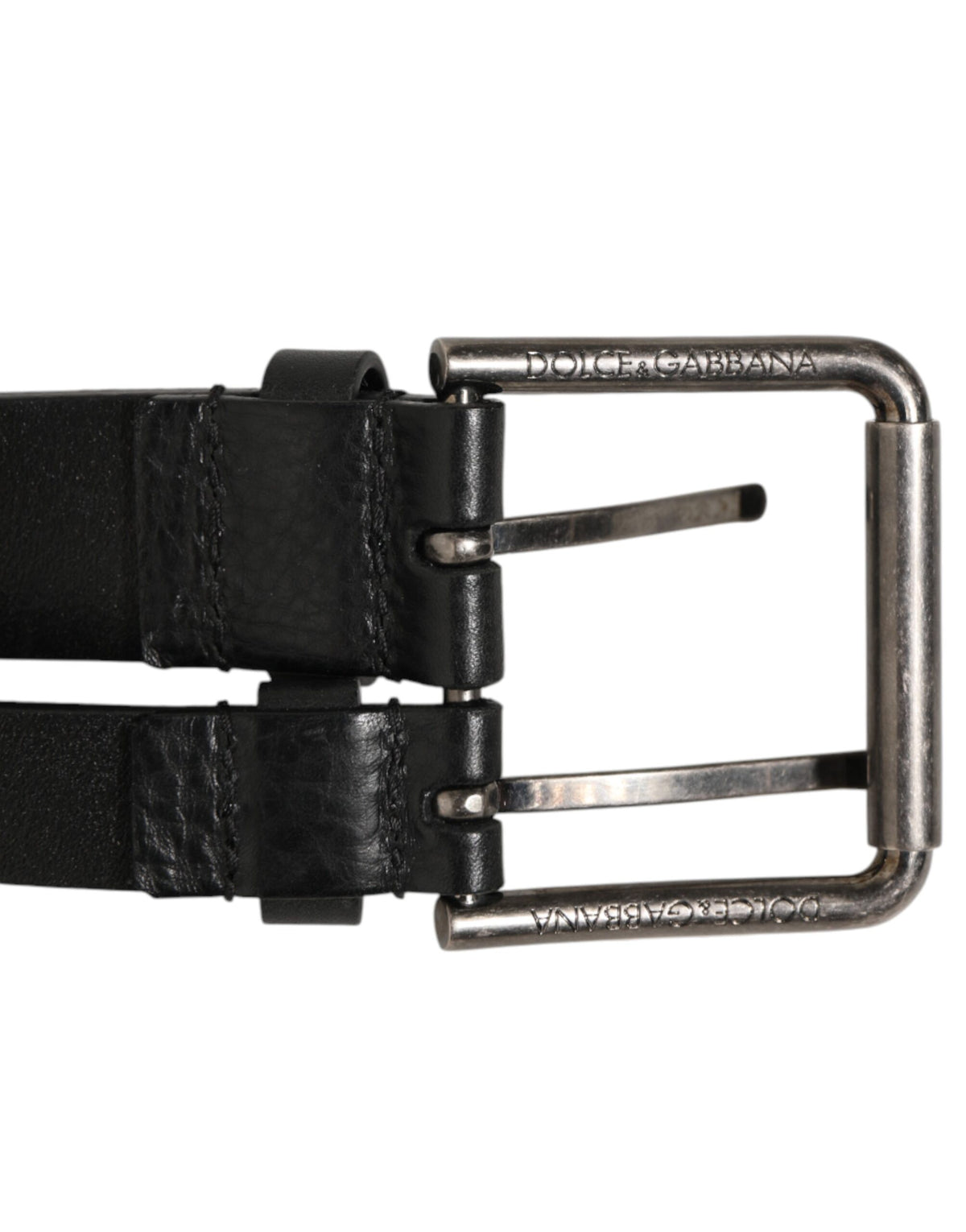 Dolce & Gabbana Calfskin Leather Belt - Black Silver
