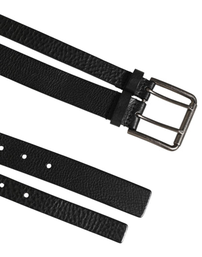 Dolce & Gabbana Calfskin Leather Belt - Black Silver