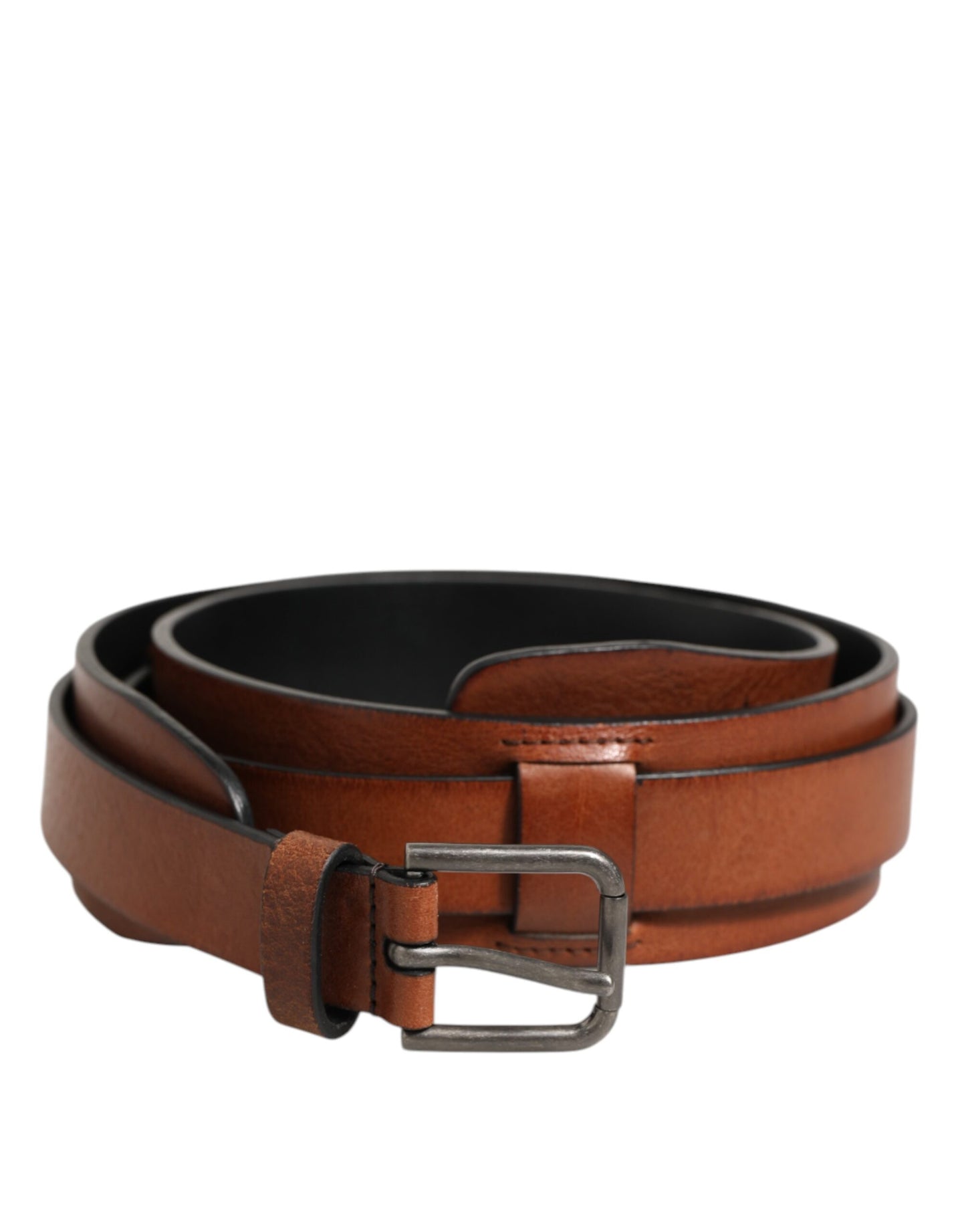 Dolce & Gabbana Brown Classic Gold Metal Logo Buckle Men  Belt