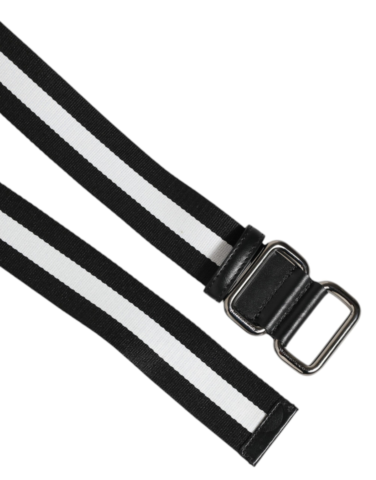 Dolce & Gabbana Calf Leather Nylon & Metal Belt - Black Silver White Striped