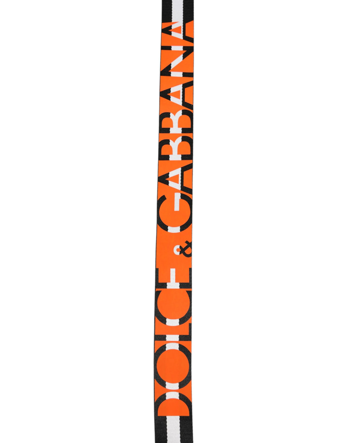 Dolce & Gabbana Calf Leather Nylon & Metal Belt - Black Orange Silver White Print Striped