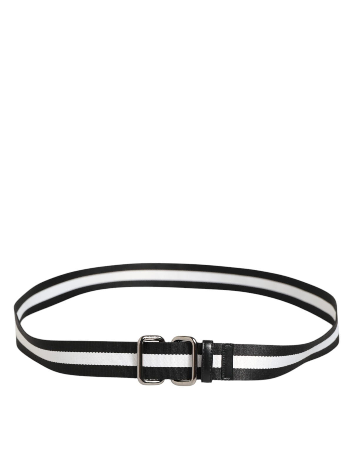 Dolce & Gabbana Calf Leather Nylon & Metal Belt - Black Orange Silver White Print Striped