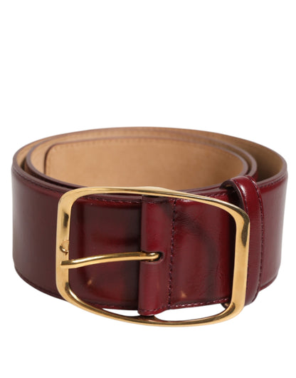Dolce & Gabbana Calf Leather Belt - Burgundy Gold