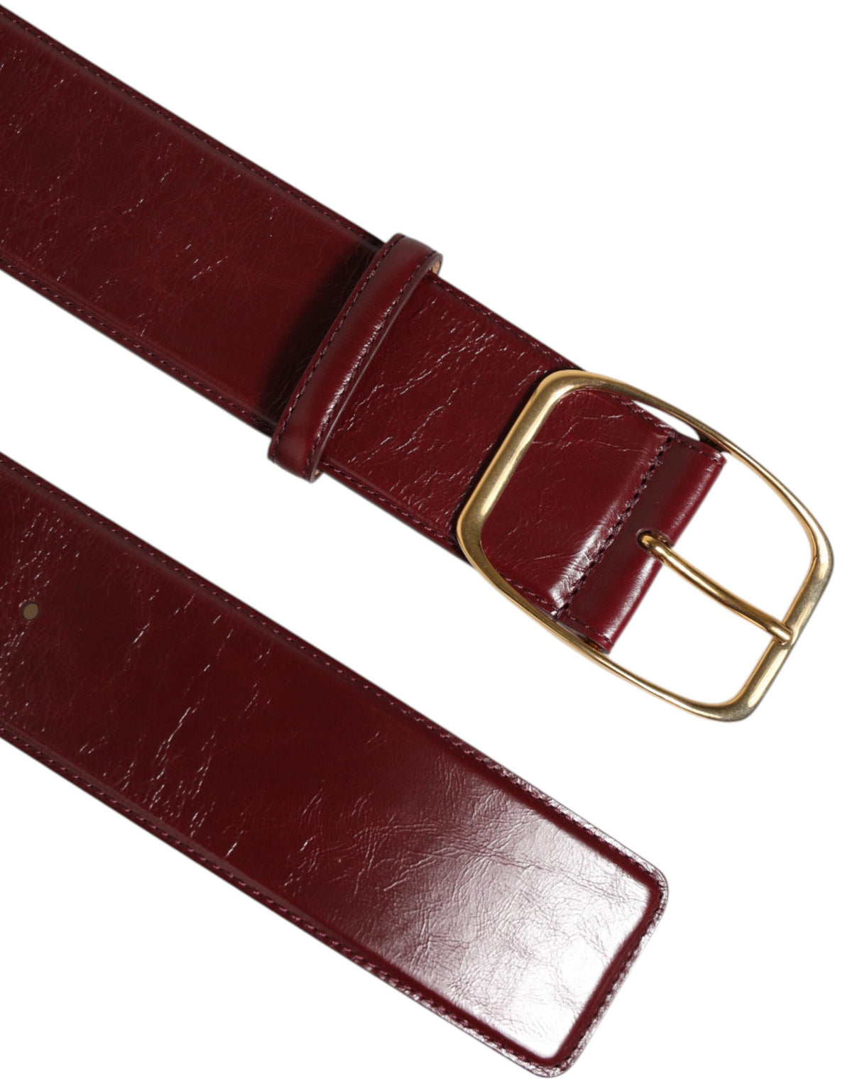 Dolce & Gabbana Calf Leather Belt - Burgundy Gold