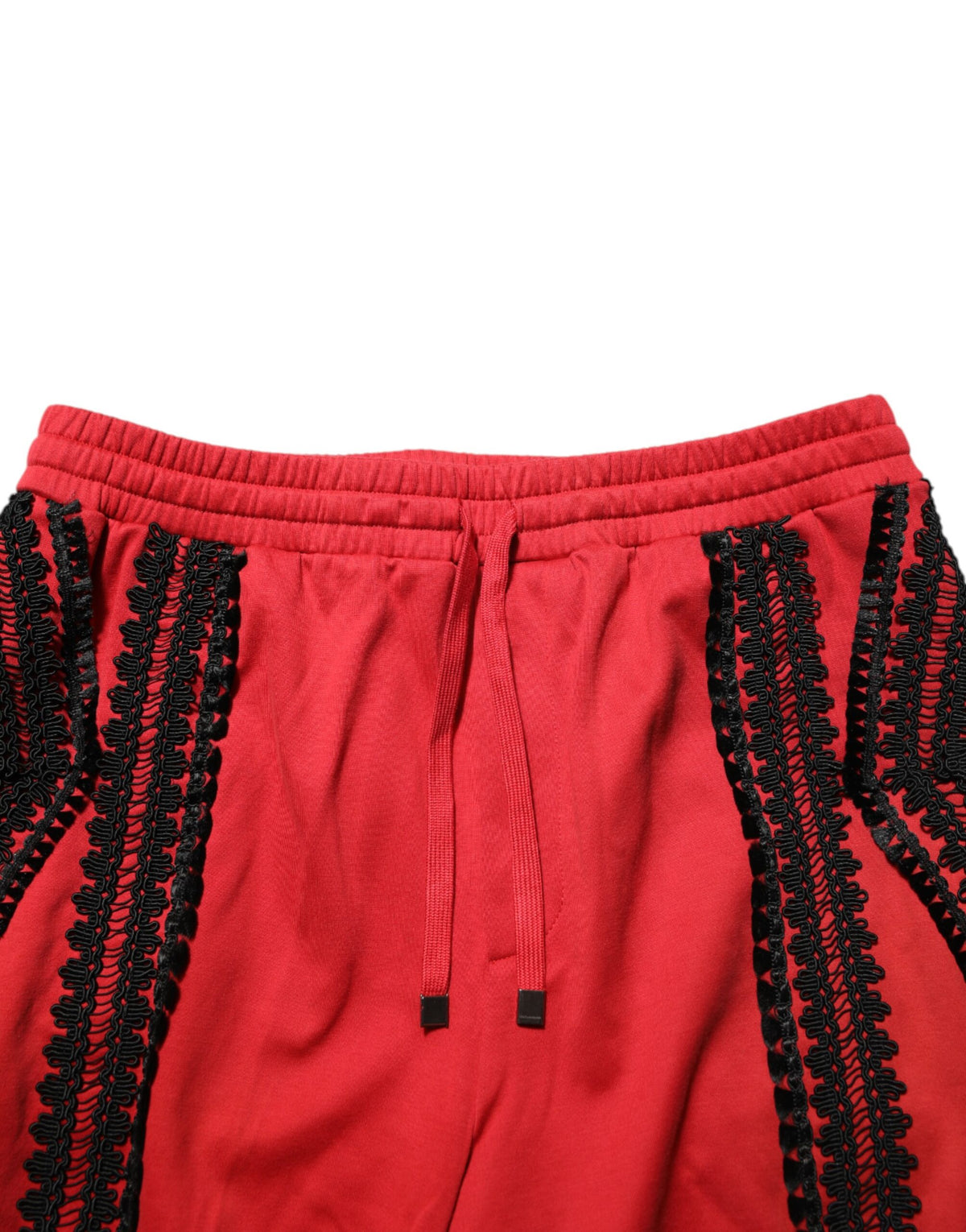 Dolce & Gabbana Men's Athletic Relaxed Fit Regular Cropped Polyamide & Cotton Trousers - Red