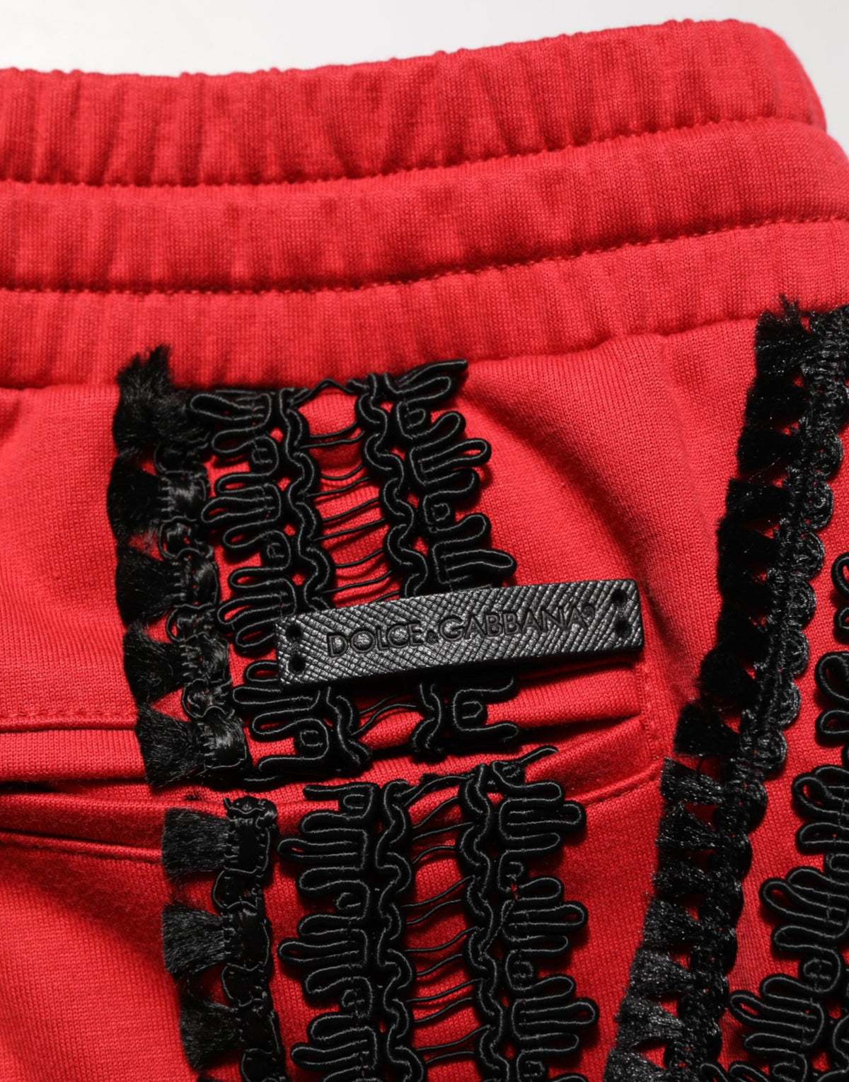 Dolce & Gabbana Men's Athletic Relaxed Fit Regular Cropped Polyamide & Cotton Trousers - Red