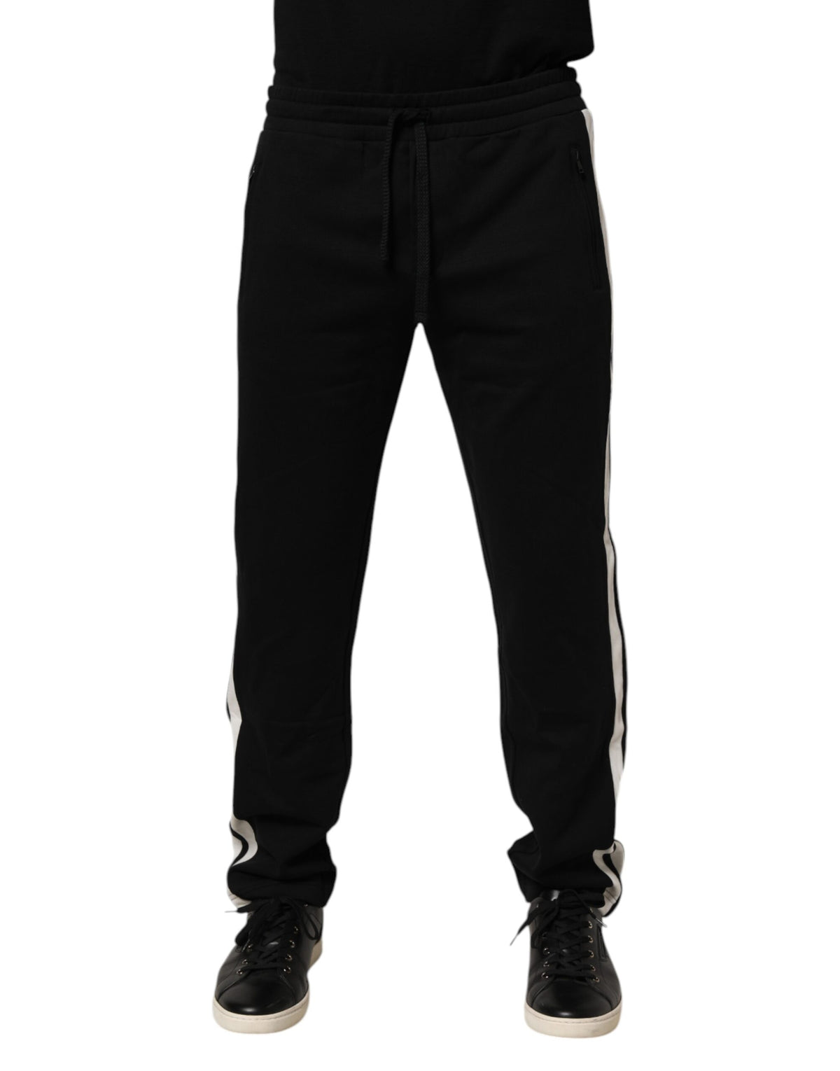 Dolce & Gabbana Men's Tapered Leg Athletic Regular Fit Cotton Jogger Sweatpants - Black White