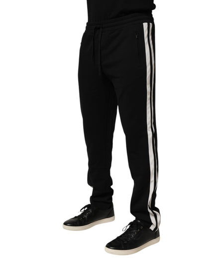 Dolce & Gabbana Men's Tapered Leg Athletic Regular Fit Cotton Jogger Sweatpants - Black White