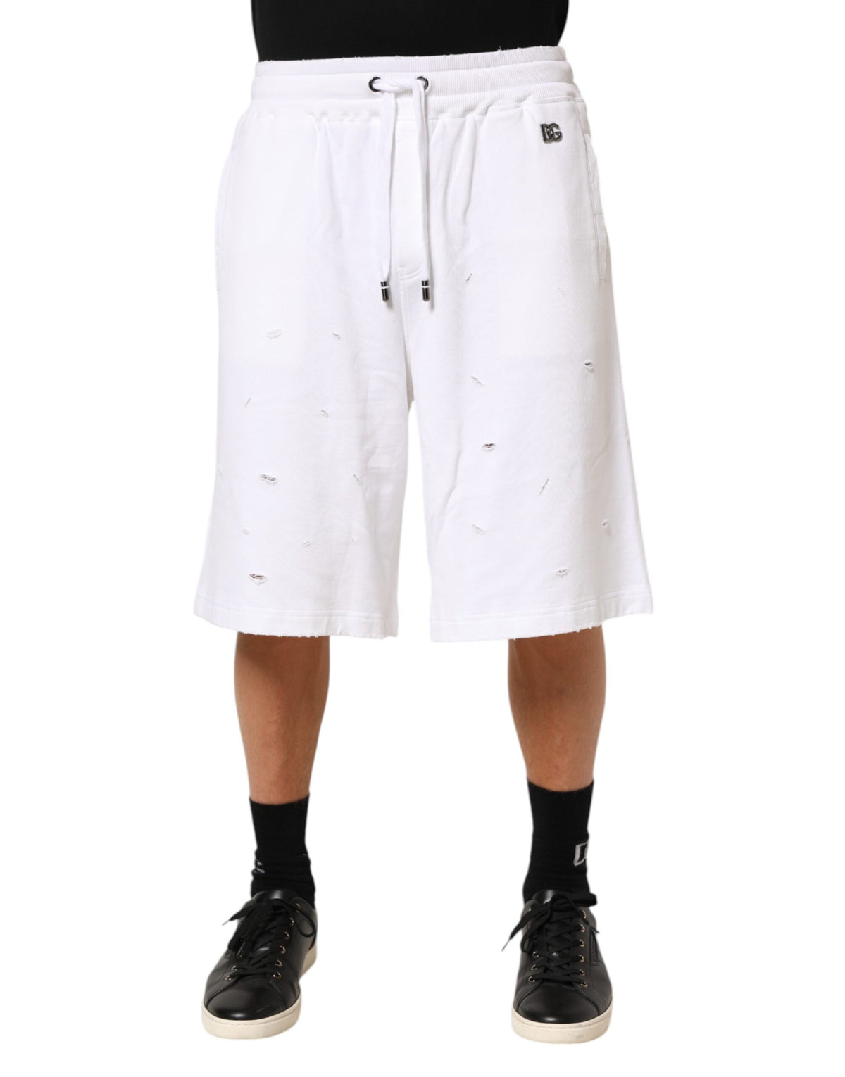 Dolce & Gabbana Men's Relaxed Fit Regular Cotton Bermuda Shorts - White