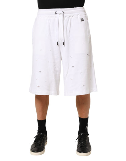 Dolce & Gabbana Men's Relaxed Fit Regular Cotton Bermuda Shorts - White