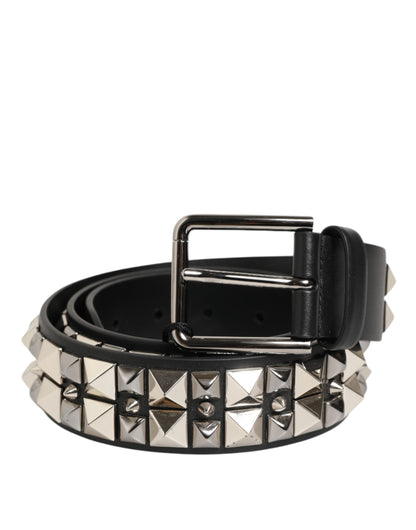 Dolce & Gabbana Calf Leather Belt - Black Silver Signature
