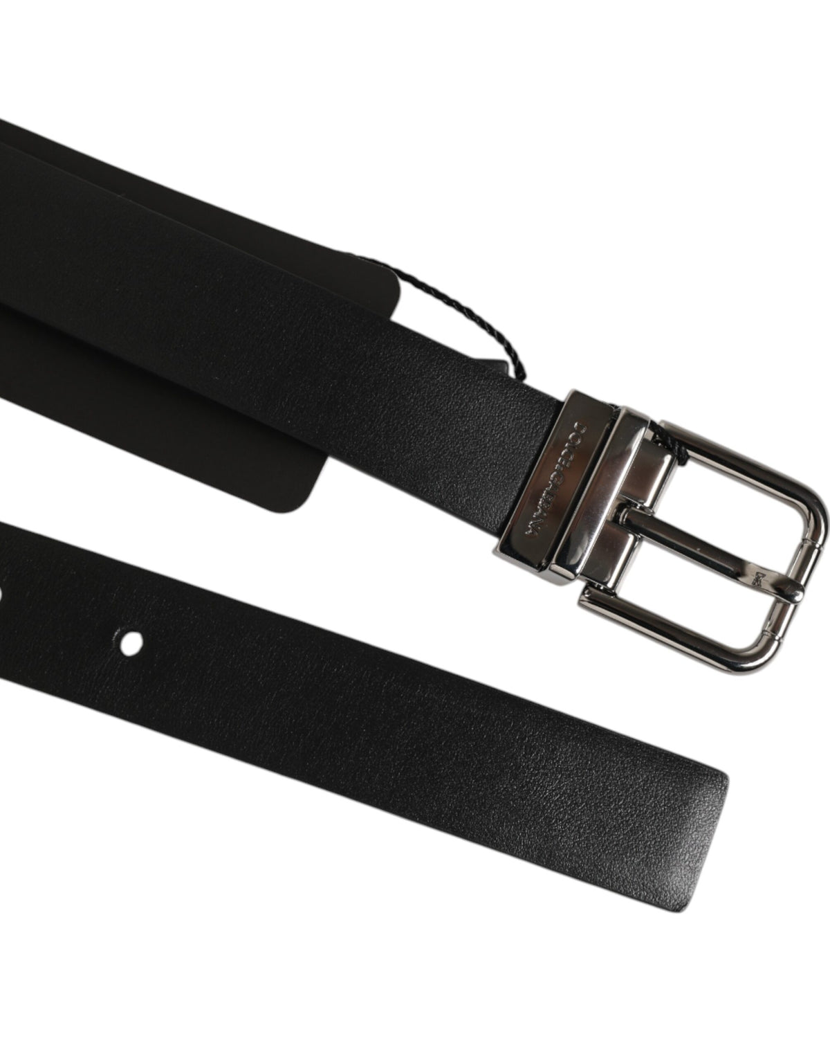 Dolce & Gabbana Calf Leather Belt - Black Silver