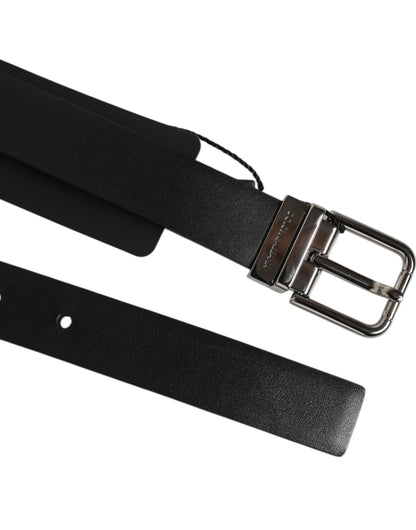 Dolce & Gabbana Calf Leather Belt - Black Silver