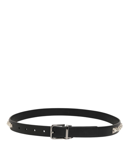 Dolce & Gabbana Calf Leather Belt - Black Silver