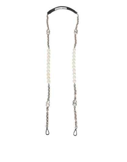 Dolce & Gabbana Brass Plastic Calf Leather Shoulder Strap - Black Pearl Silver White