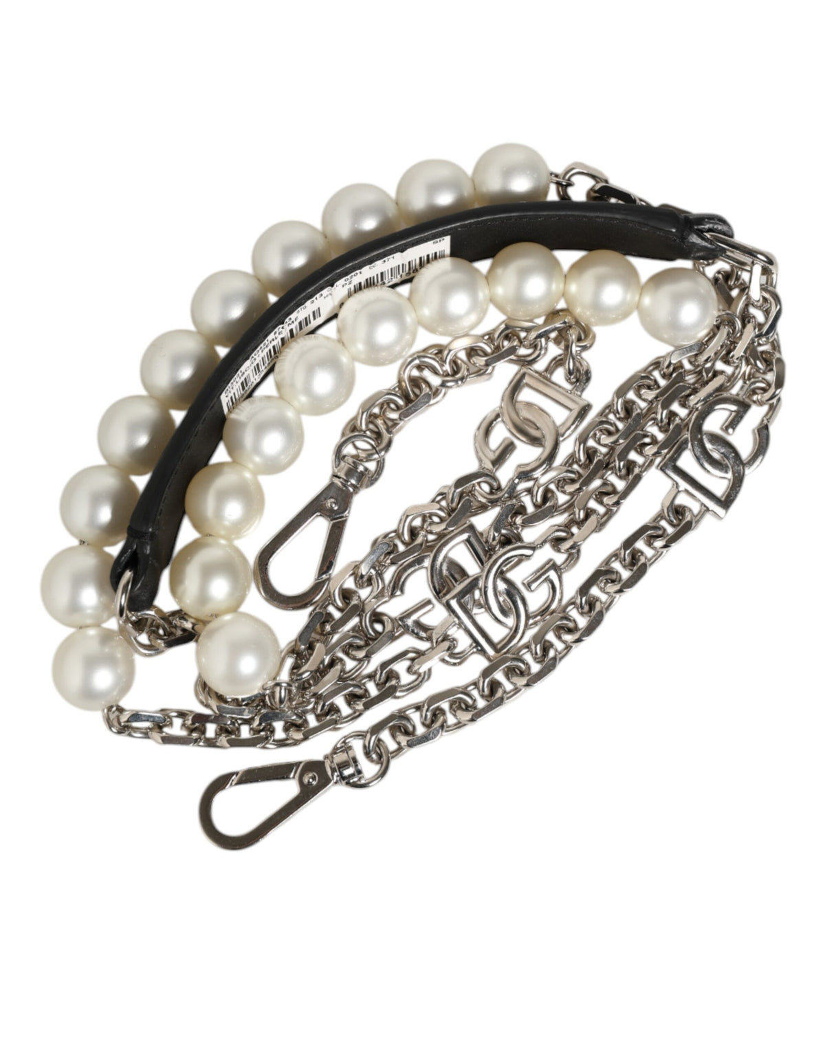 Dolce & Gabbana Brass Plastic Calf Leather Shoulder Strap - Black Pearl Silver White