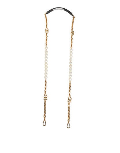 Dolce & Gabbana Brass Plastic Calf Leather Shoulder Strap - Black Gold Pearl White