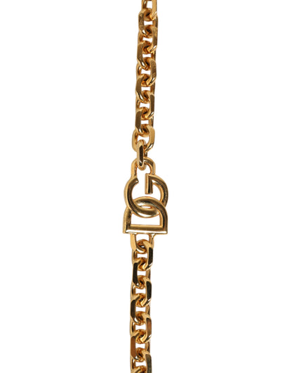 Dolce & Gabbana Brass Plastic Calf Leather Shoulder Strap - Black Gold Pearl White