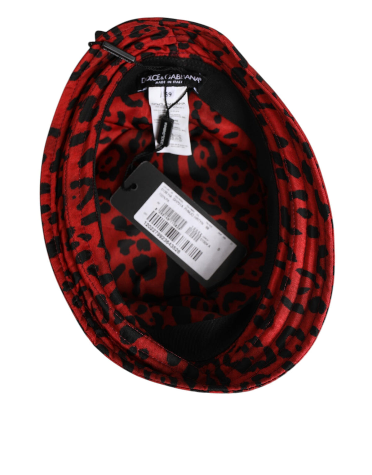 Dolce & Gabbana Nylon Bucket Hat - Black Red Leopard Print Signature Print
