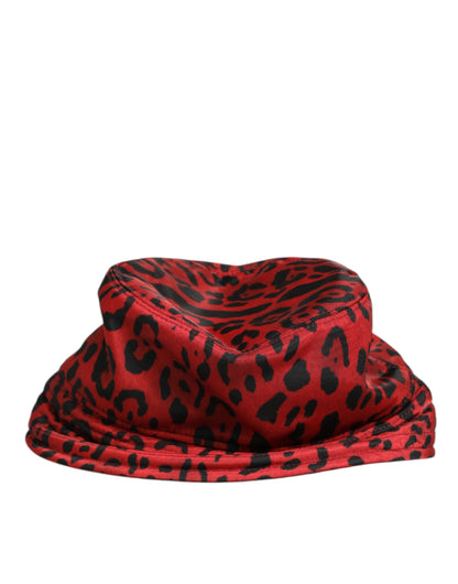 Dolce & Gabbana Nylon Bucket Hat - Black Red Leopard Print Signature Print