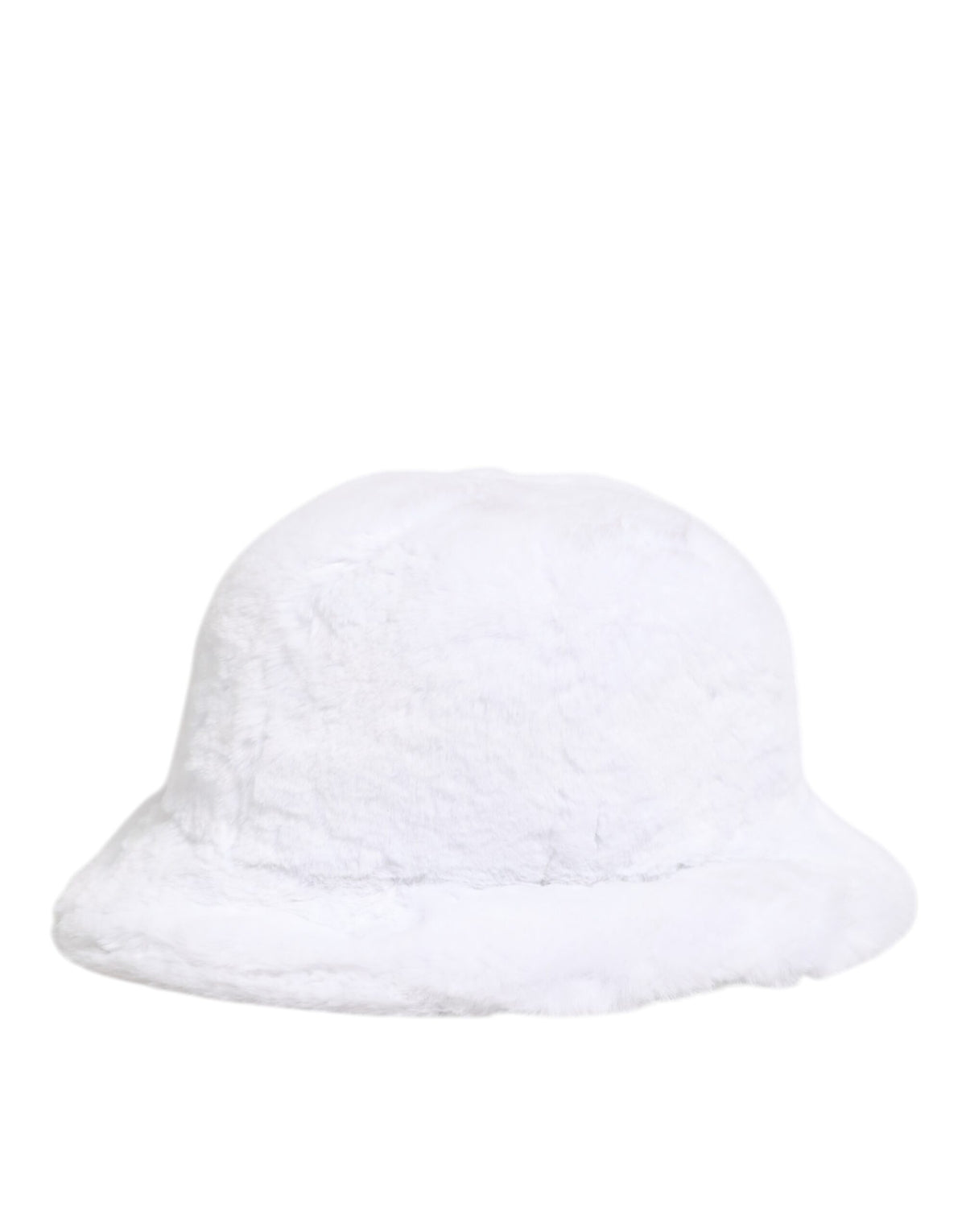 Dolce & Gabbana Polyester Modacrylic Silk & Faux Fur Bucket Hat - White Signature