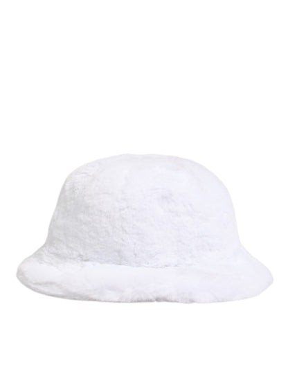 Dolce & Gabbana Polyester Modacrylic Silk & Faux Fur Bucket Hat - White Signature