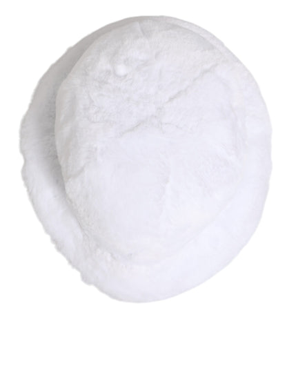Dolce & Gabbana Polyester Modacrylic Silk & Faux Fur Bucket Hat - White Signature