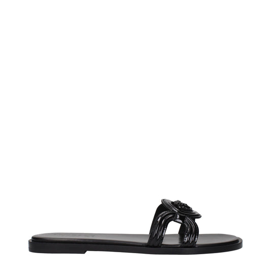 Clogs Slippers from Versace for women in patent leather black features a dynamic design from the Women's Patent Leather Clogs Slippers collection, highlighting a with a and functional .