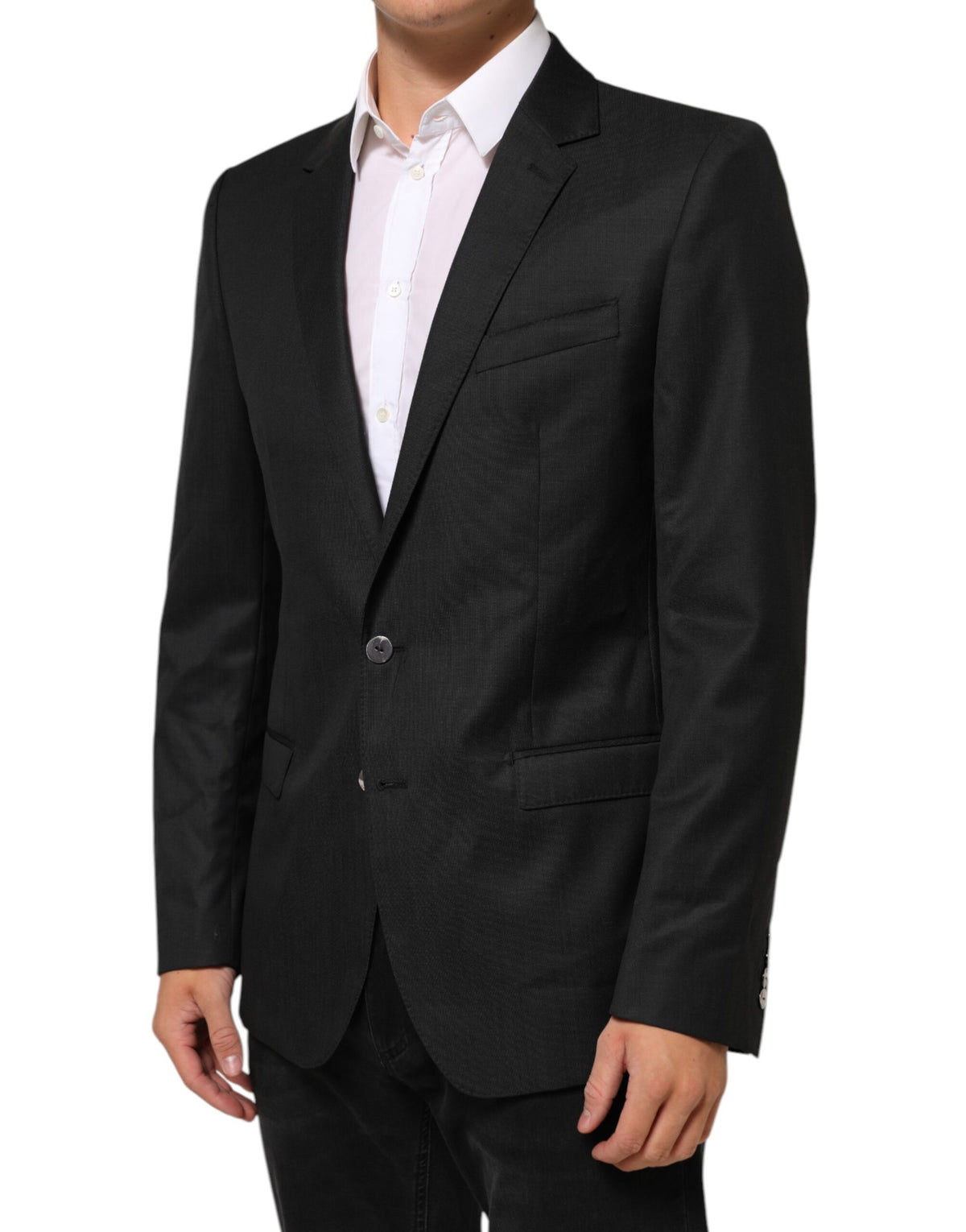 Dolce & Gabbana Men's Single Breasted Virgin Wool & Rayon Blazer - Black