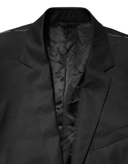 Dolce & Gabbana Men's Single Breasted Virgin Wool & Rayon Blazer - Black