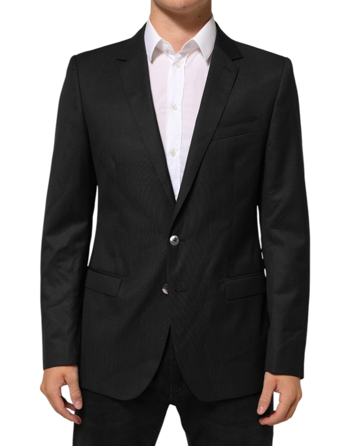 Dolce & Gabbana Men's Single Breasted Virgin Wool & Rayon Blazer - Black