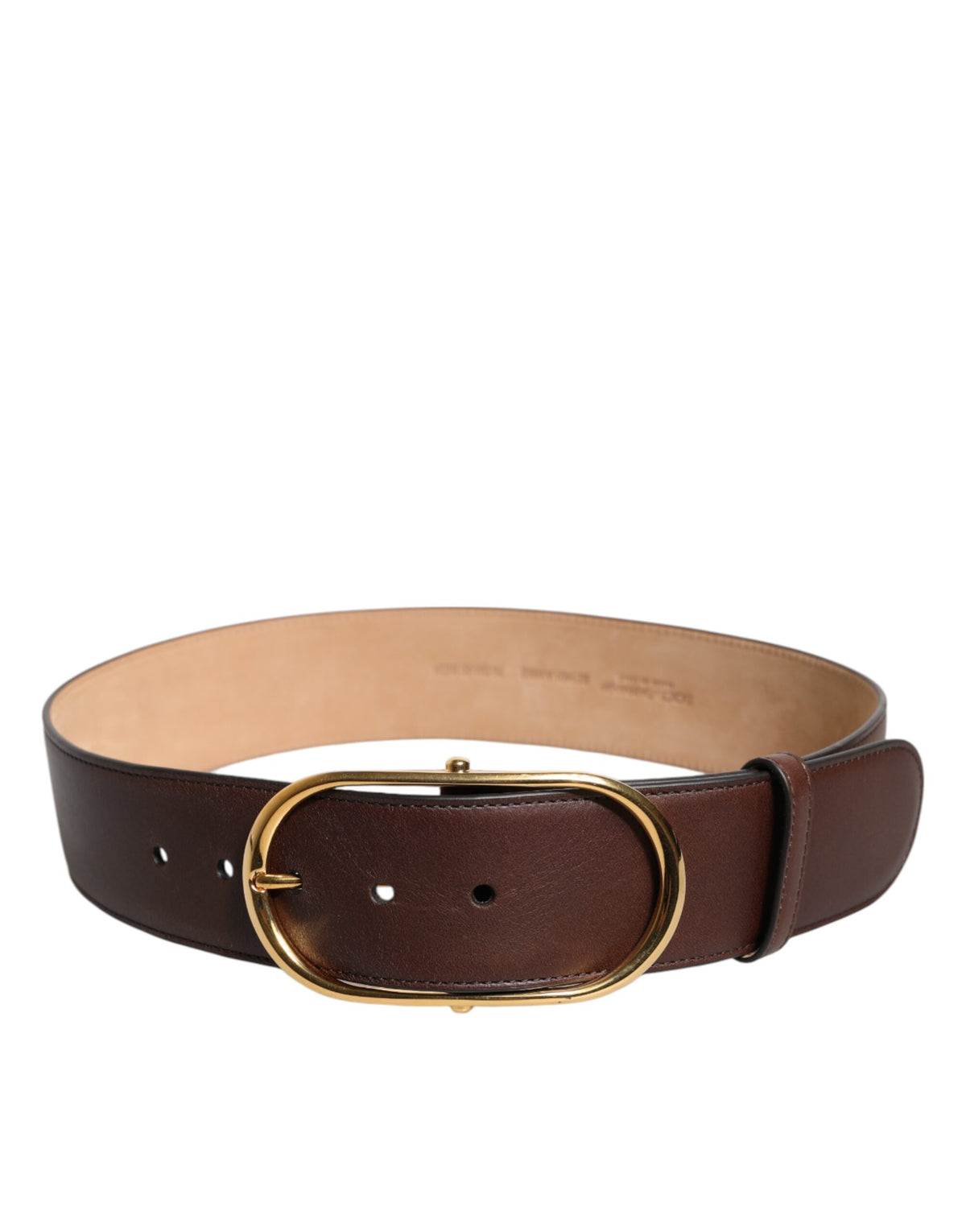 Dolce & Gabbana Brass & Calf Leather Belt - Brown