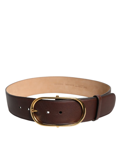 Dolce & Gabbana Brass & Calf Leather Belt - Brown