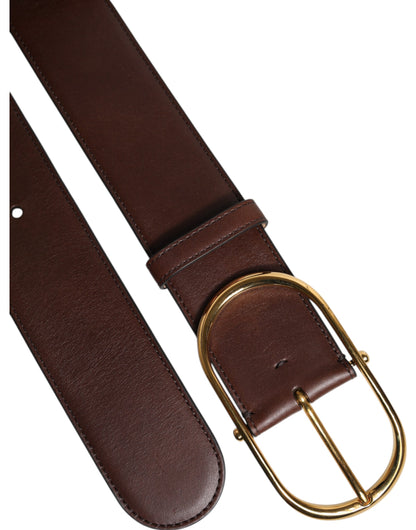 Dolce & Gabbana Brass & Calf Leather Belt - Brown