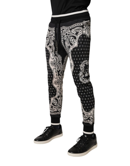 Dolce & Gabbana Men's Athletic Regular Fit Cotton Jogger Sweatpants - Black White Print